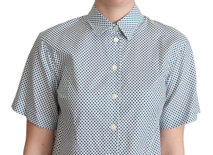  - Elegant Polka Dot Cotton Polo Shirt