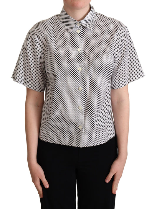  - Elegant Polka Dot Cotton Polo Top