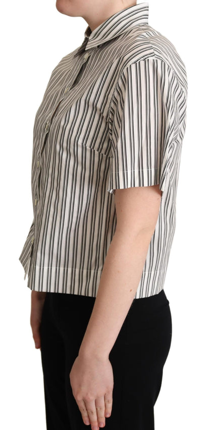  - Elegant Striped Cotton Polo Top