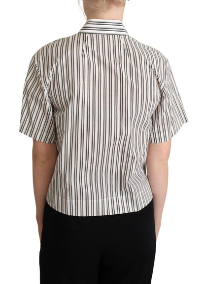  - Elegant Striped Cotton Polo Top