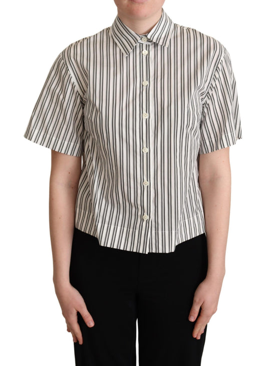  - Elegant Striped Cotton Polo Top