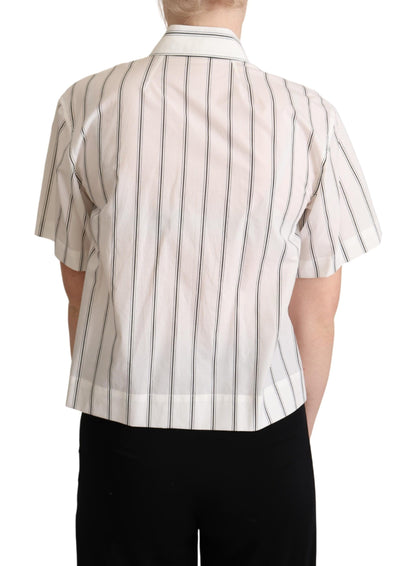  - Elegant Striped Cotton Polo Top