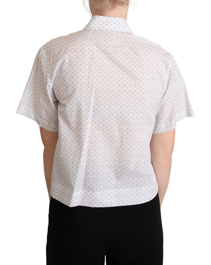  - Elegant Polka Dot Cotton Polo Top