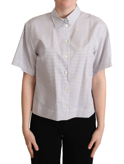  - Elegant Polka Dots Collared Polo Top