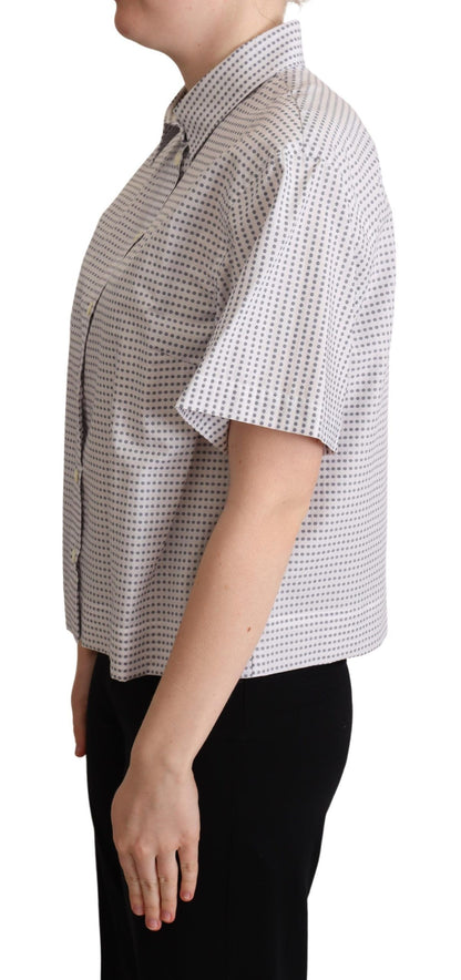  - Elegant Polka Dots Collared Polo Top