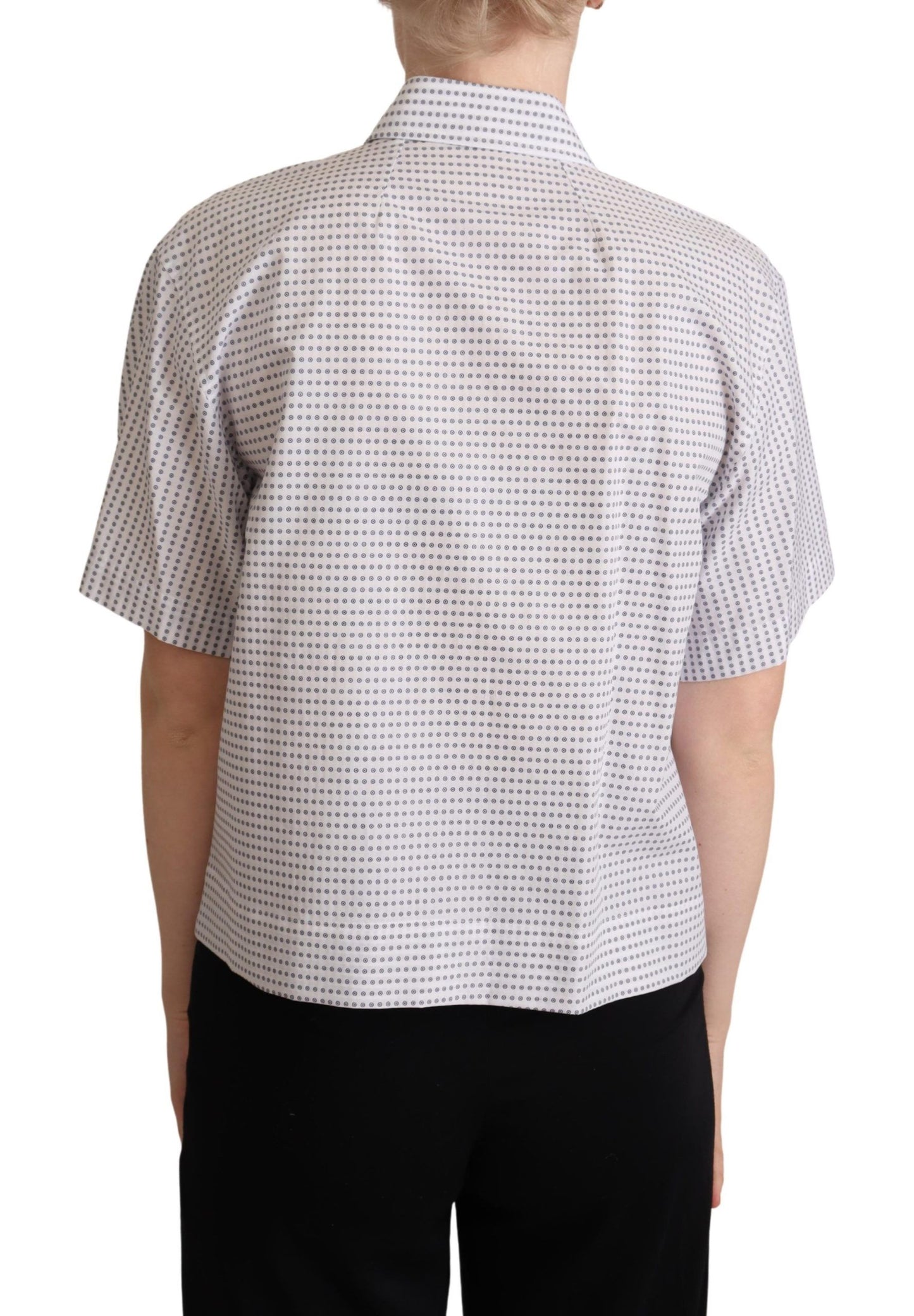  - Elegant Polka Dots Collared Polo Top