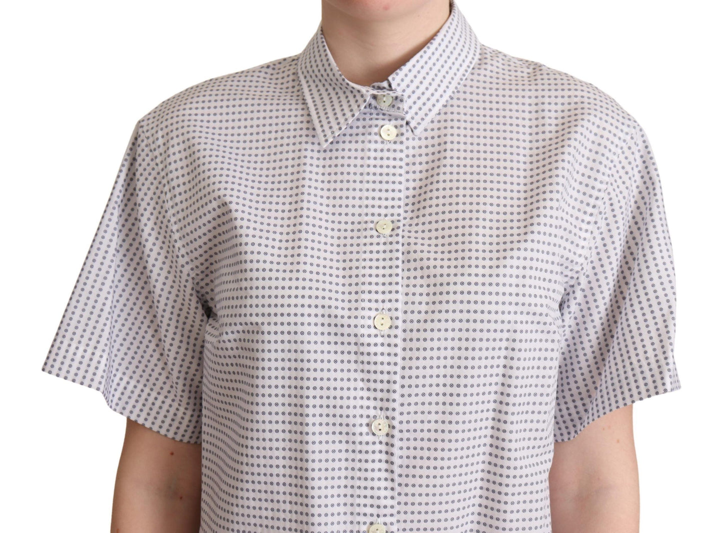  - Elegant Polka Dots Collared Polo Top