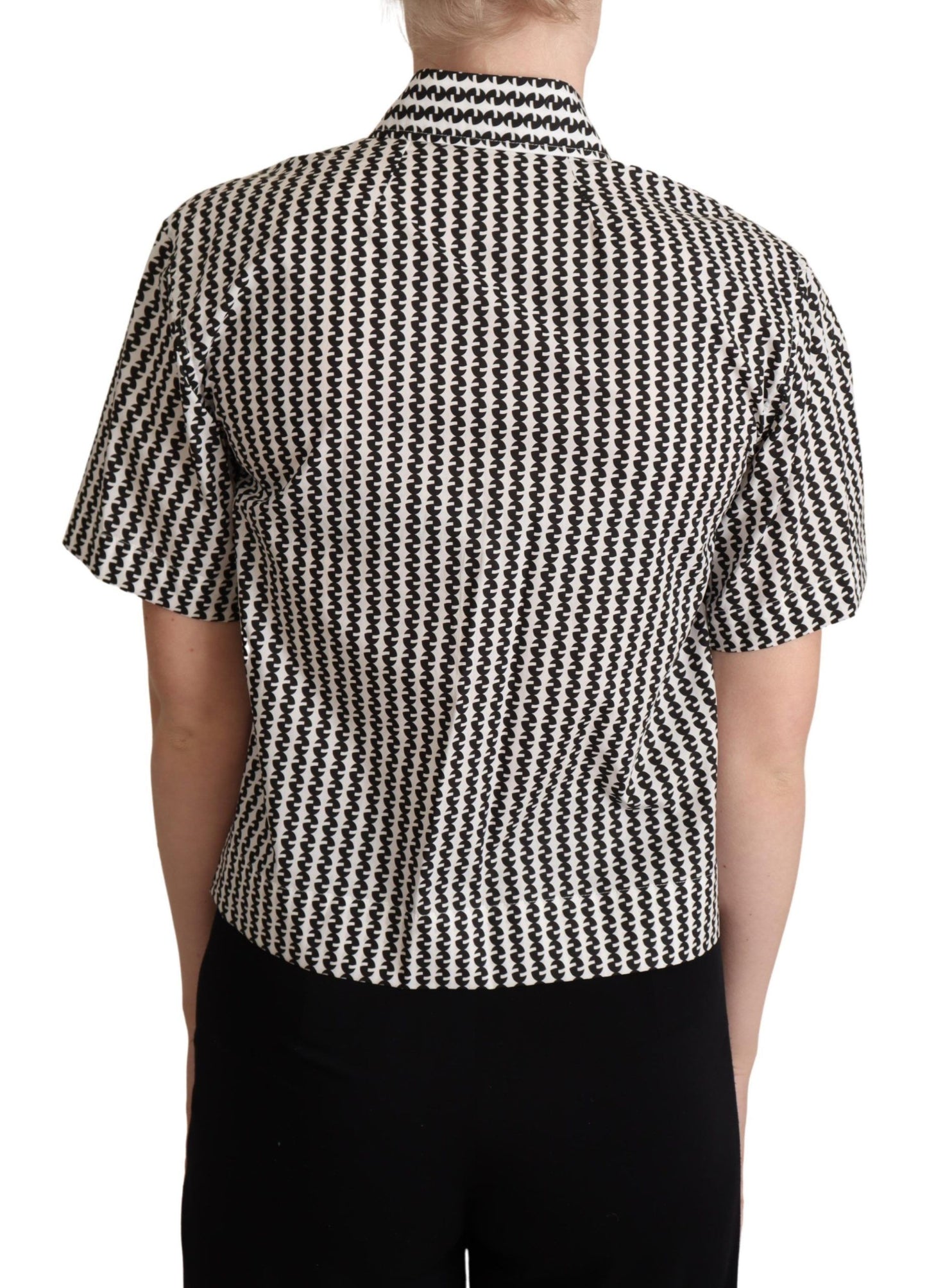  - Elegant Black and White Patterned Cotton Polo