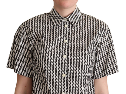  - Elegant Black and White Patterned Cotton Polo