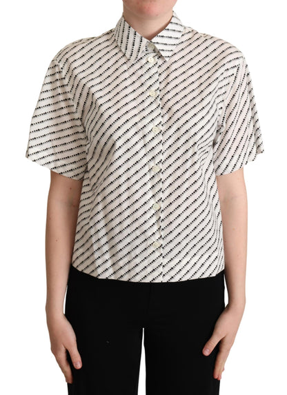  - Elegant Dotted Cotton Polo Top