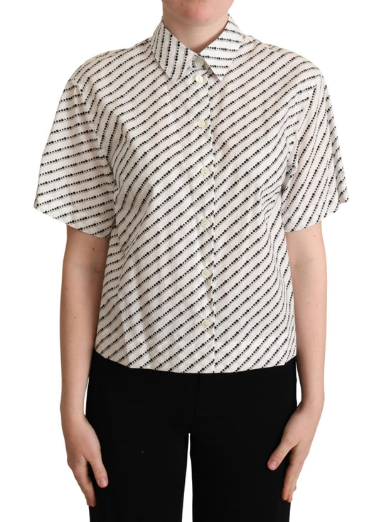  - Elegant Dotted Cotton Polo Top