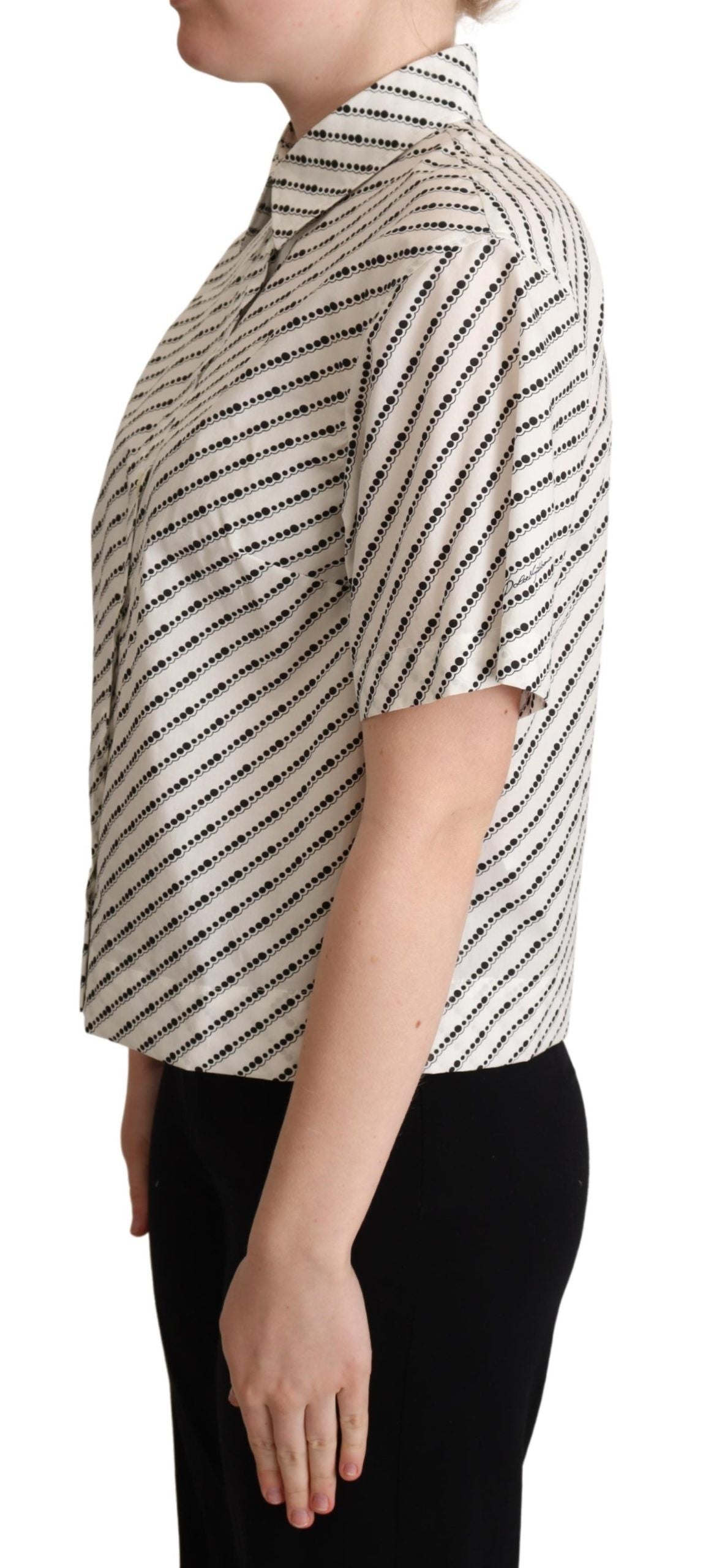  - Elegant Dotted Cotton Polo Top