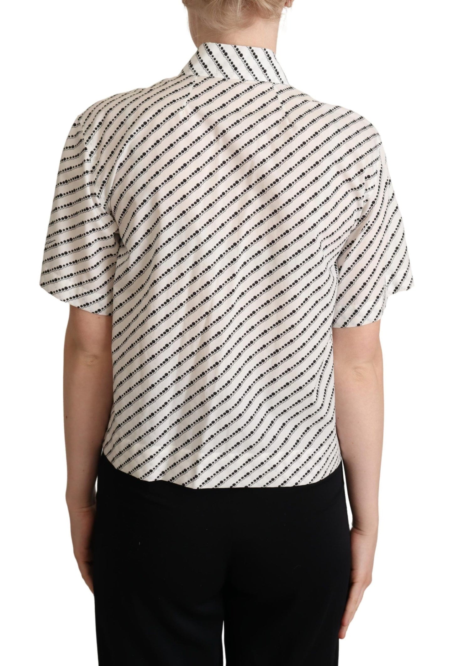  - Elegant Dotted Cotton Polo Top