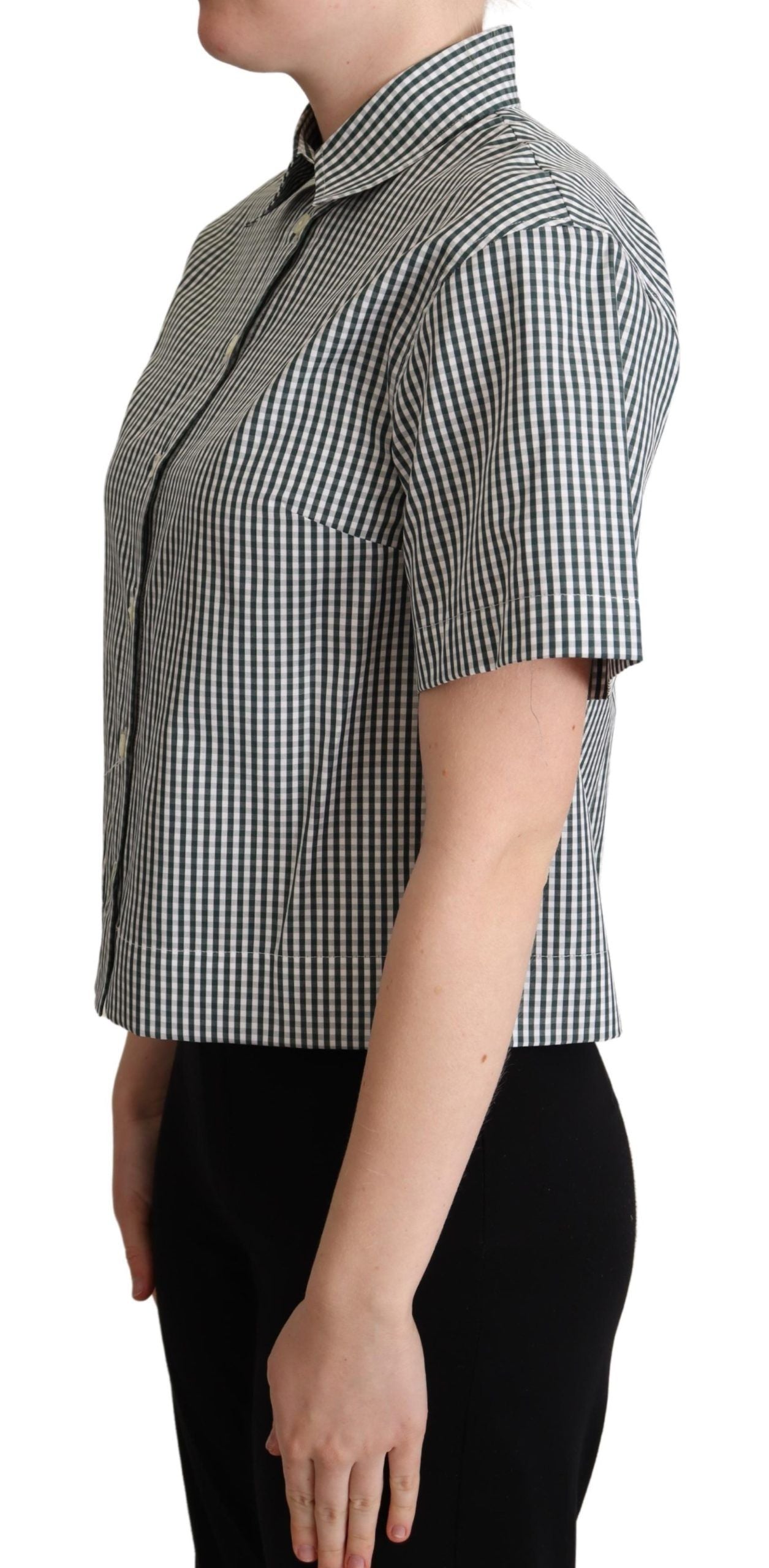  - Elegant Checkered Cotton Polo Top