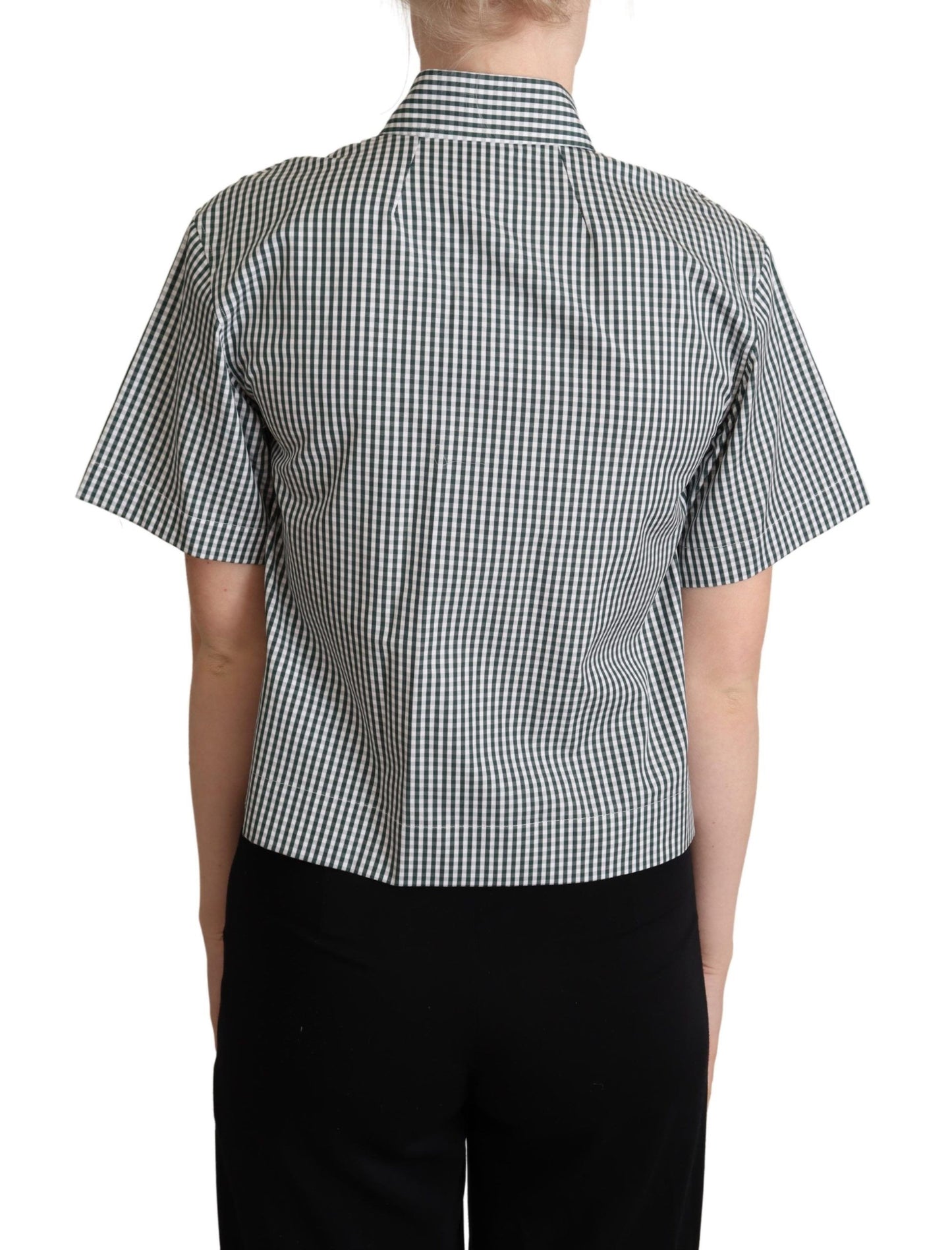  - Elegant Checkered Cotton Polo Top