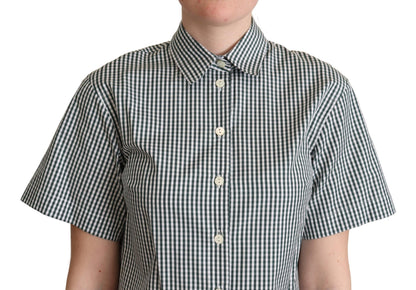  - Elegant Checkered Cotton Polo Top