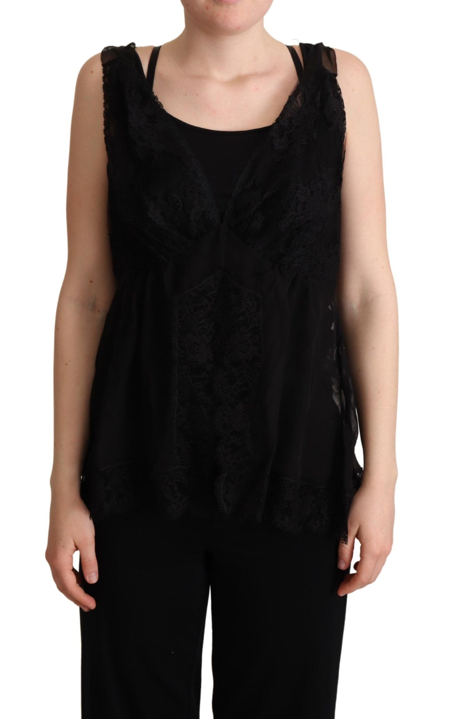  - Lustrous Silk-Blend Lace Trim Camisole
