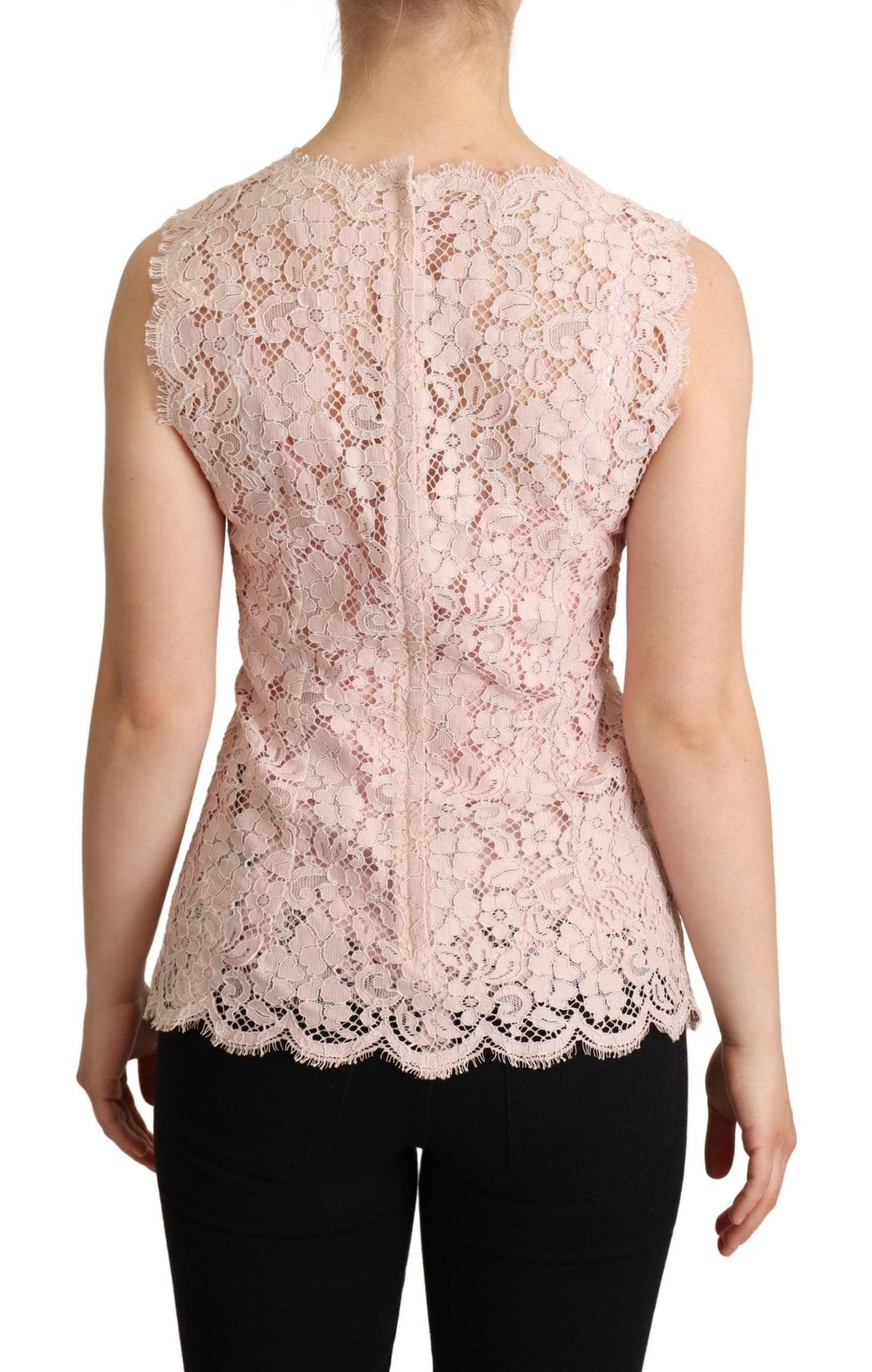  - Elegant Pink Lace Sleeveless Blouse