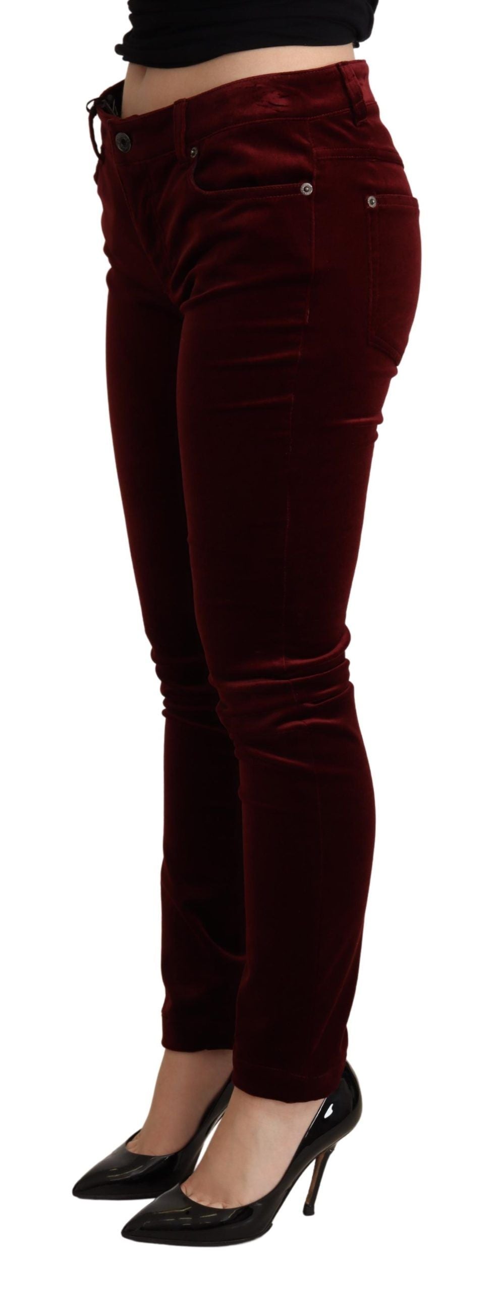  - Exquisite Bordeaux Red Skinny Pants