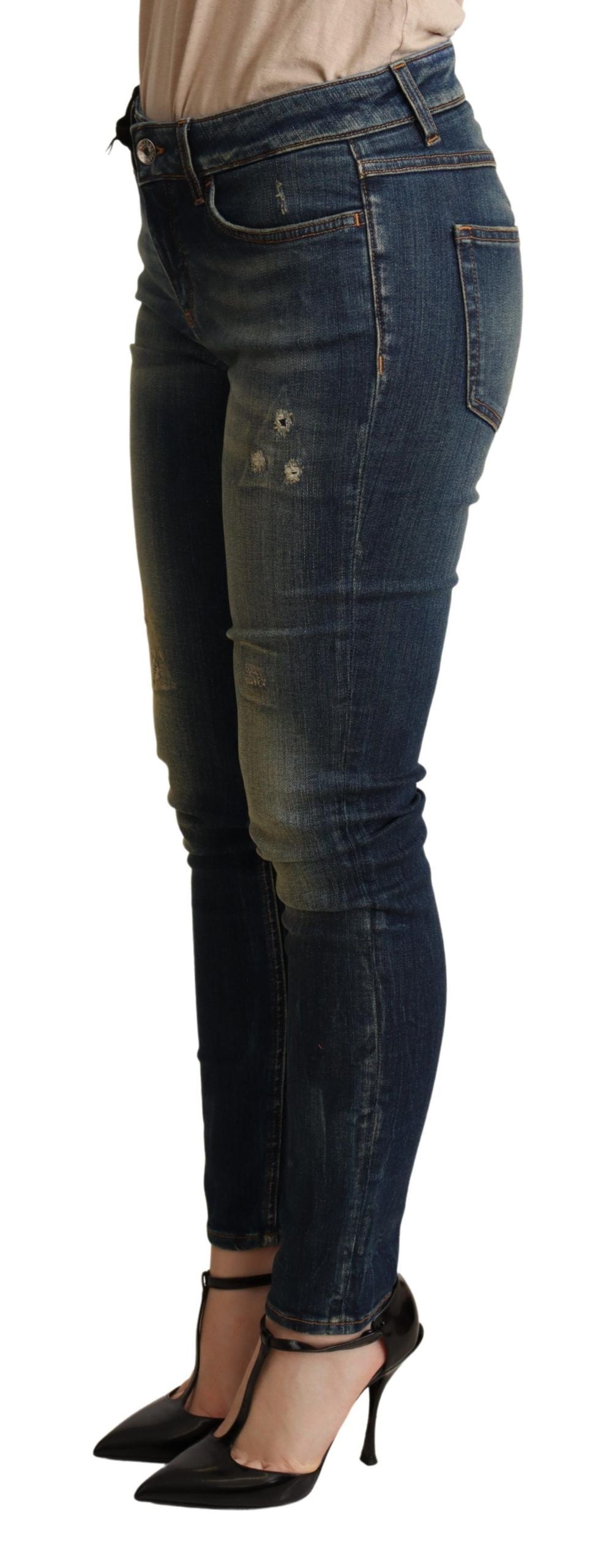  - Elegant Slim-Fit Dark Blue Skinny Jeans