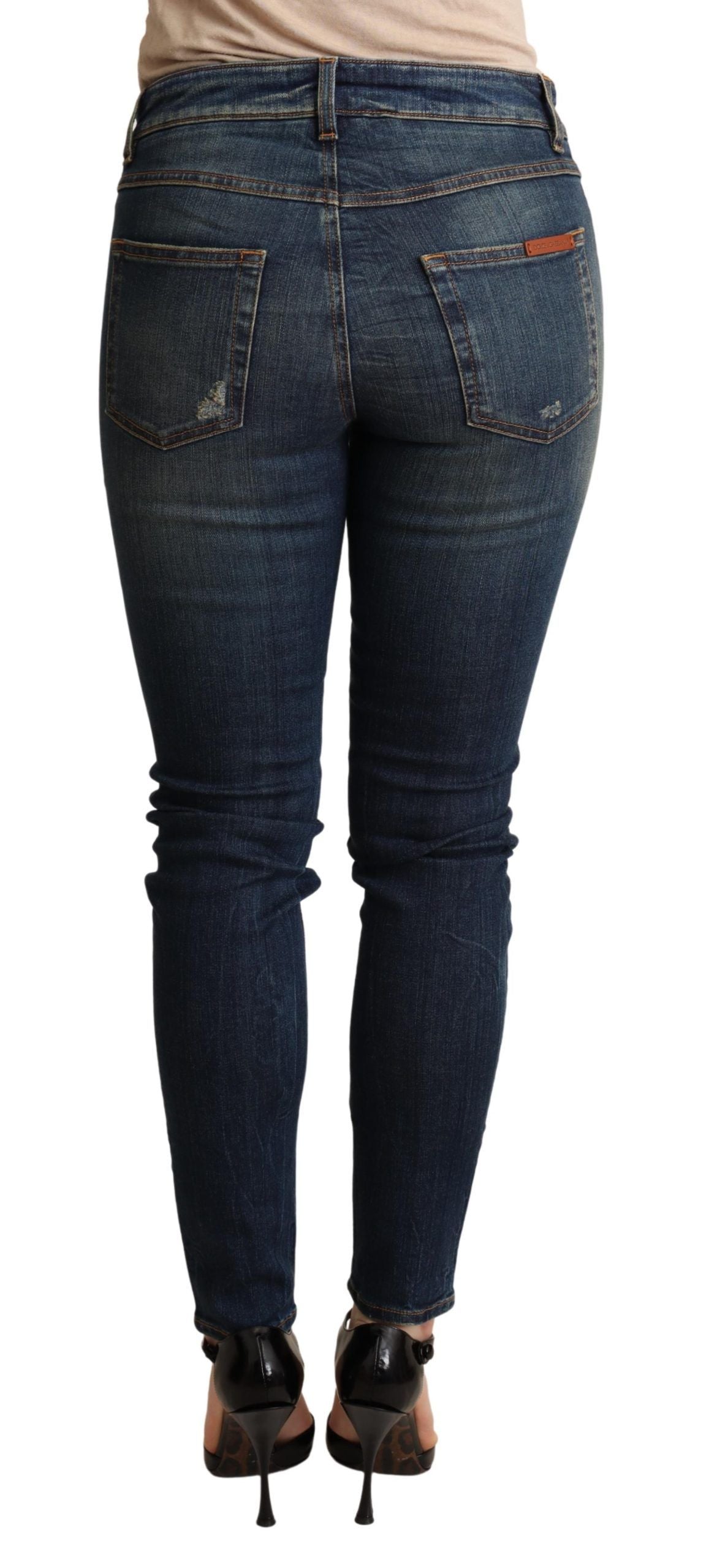  - Elegant Slim-Fit Dark Blue Skinny Jeans