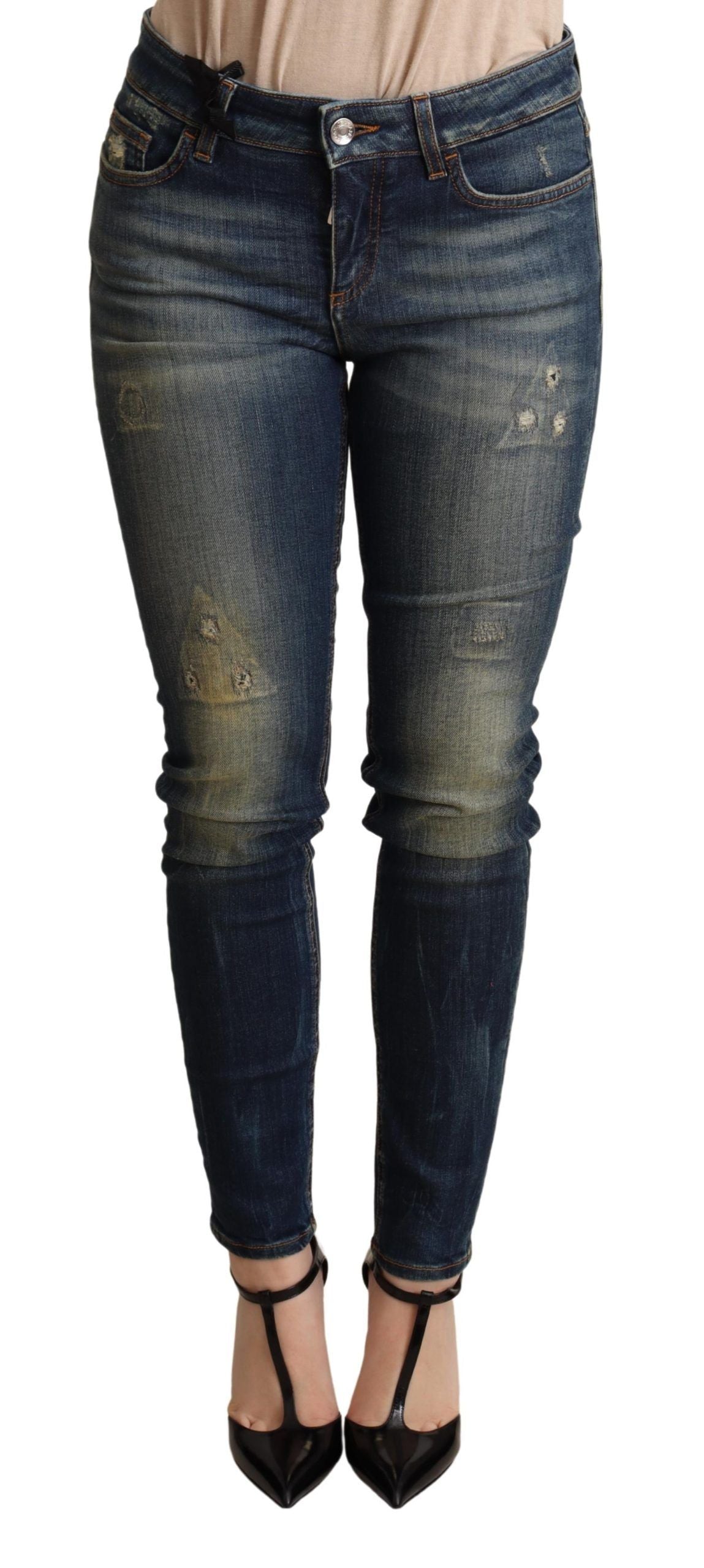  - Elegant Slim-Fit Dark Blue Skinny Jeans