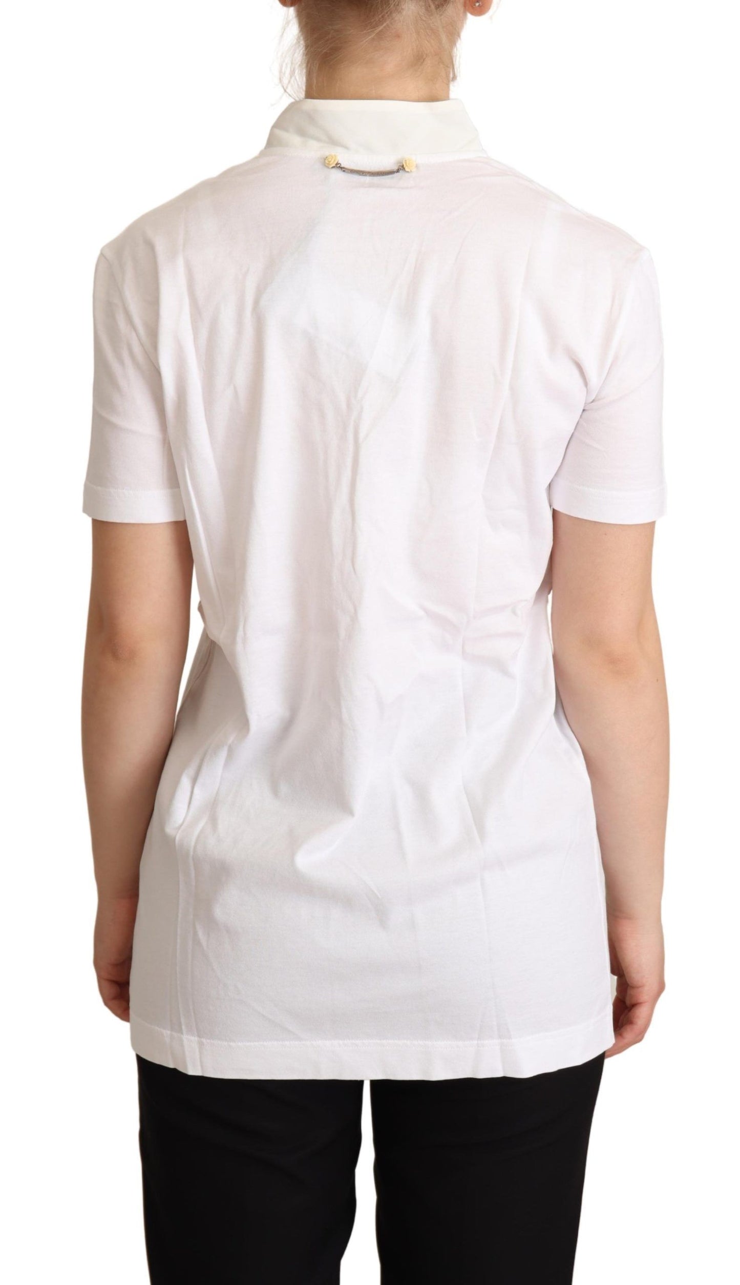  - Chic White Love Motif Silk-Blend Tee