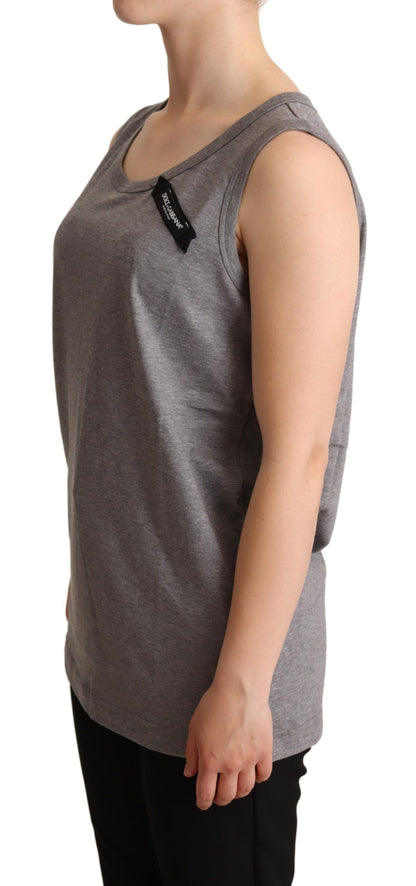  - Elegant Gray Cotton Jersey Sleeveless Tank