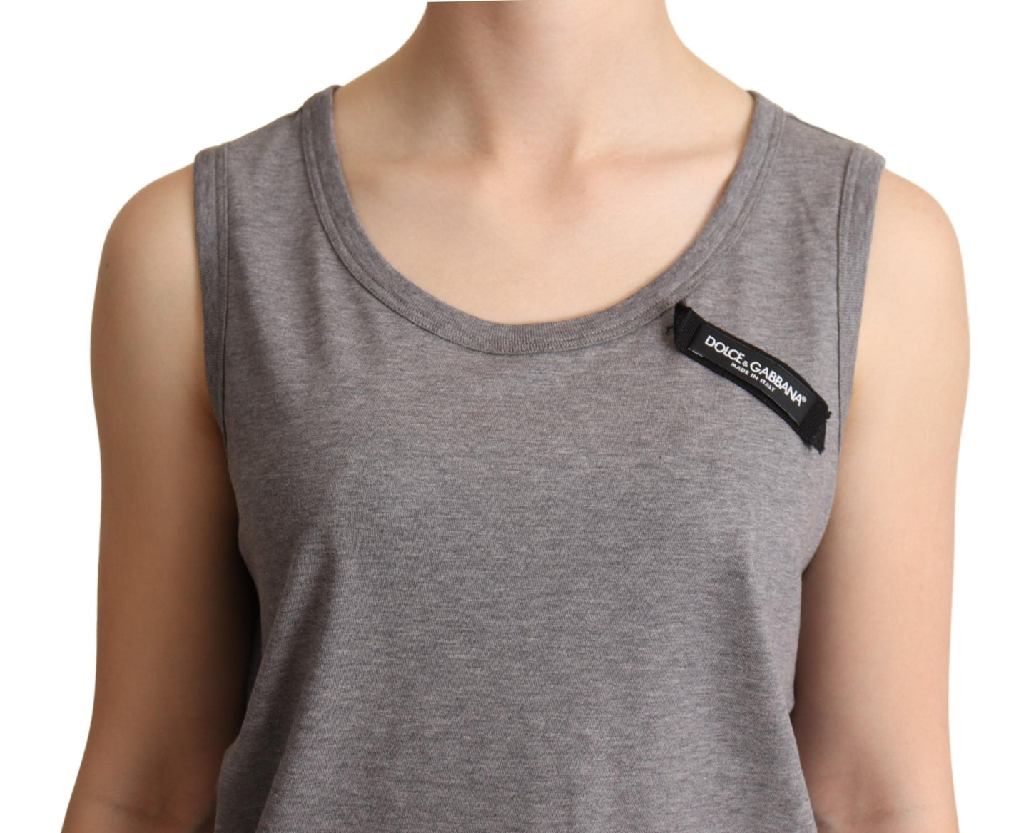  - Elegant Gray Cotton Jersey Sleeveless Tank