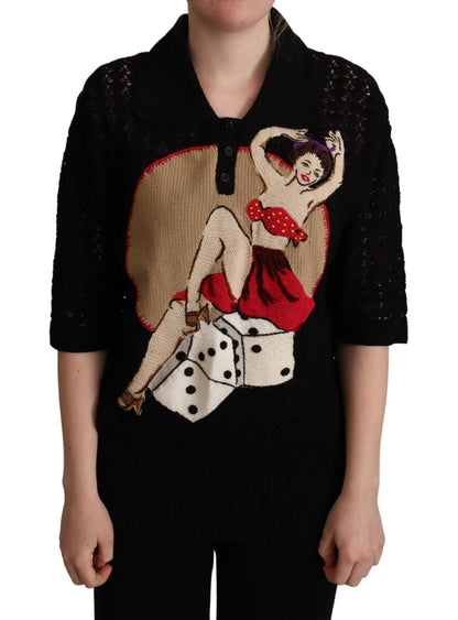  - Embroidered Short Sleeve Luxury Sweater