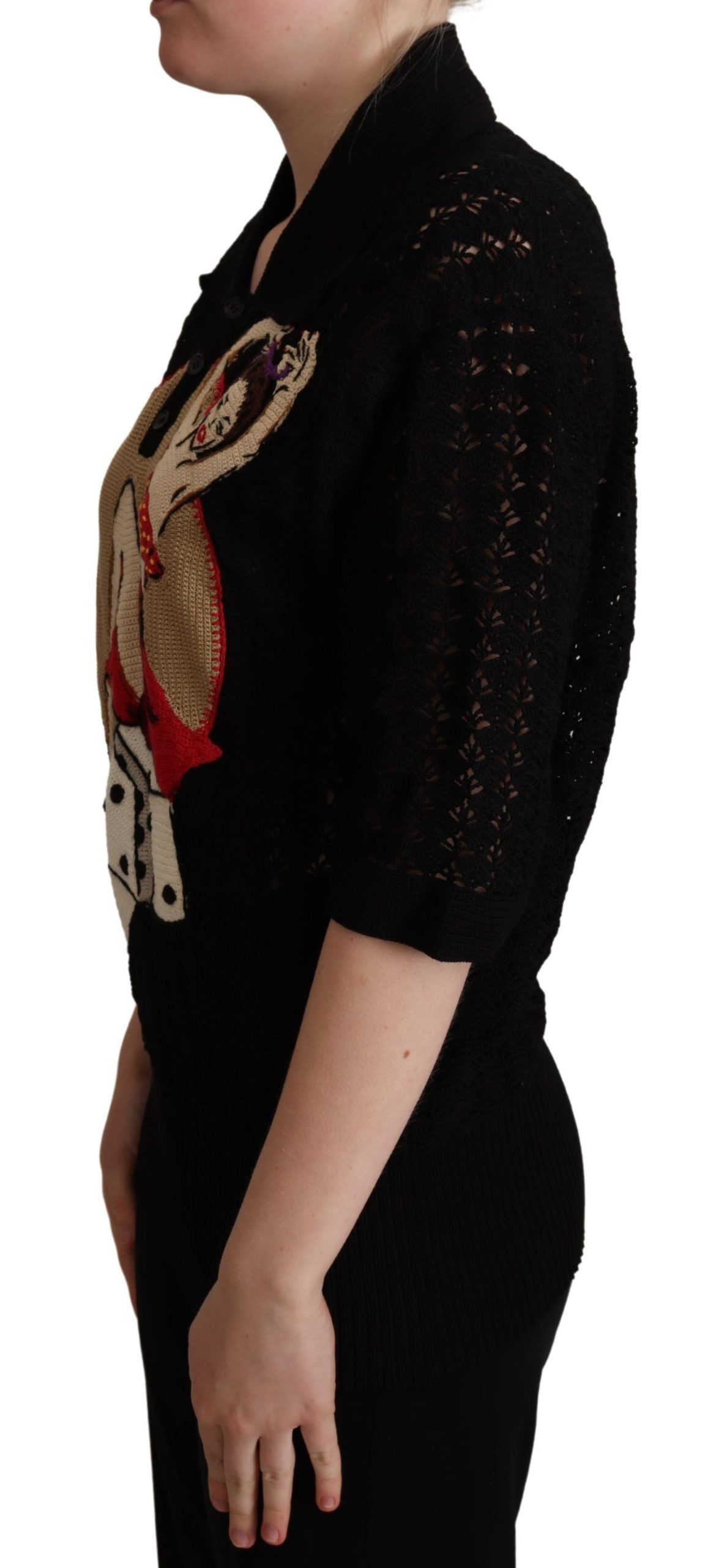  - Embroidered Short Sleeve Luxury Sweater