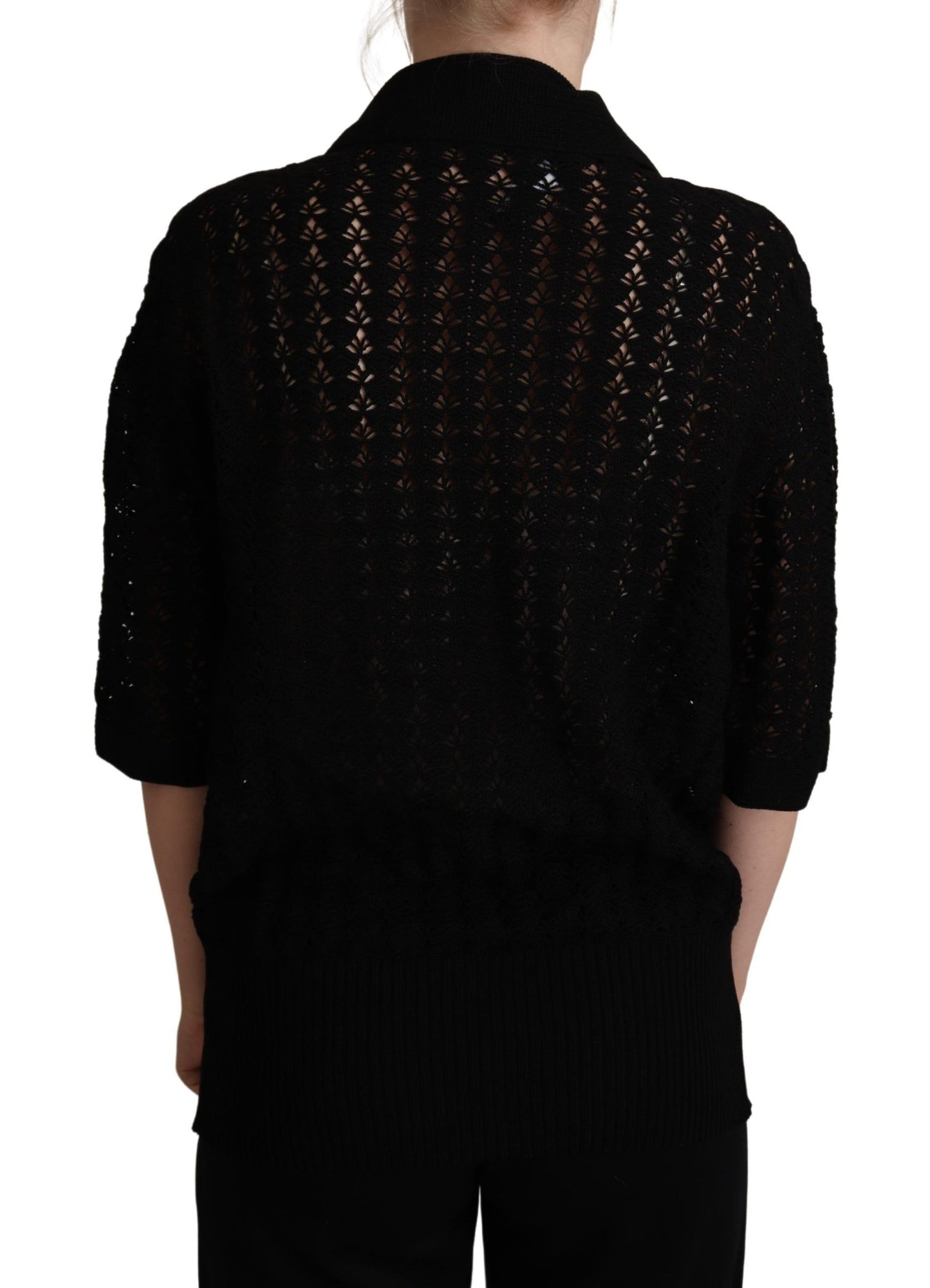  - Embroidered Short Sleeve Luxury Sweater