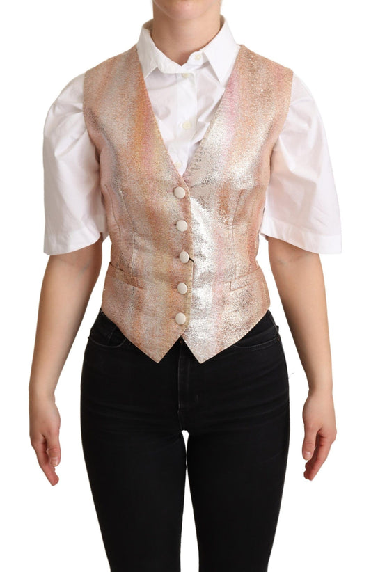  - Elegant Pink Metallic Sheen Waistcoat