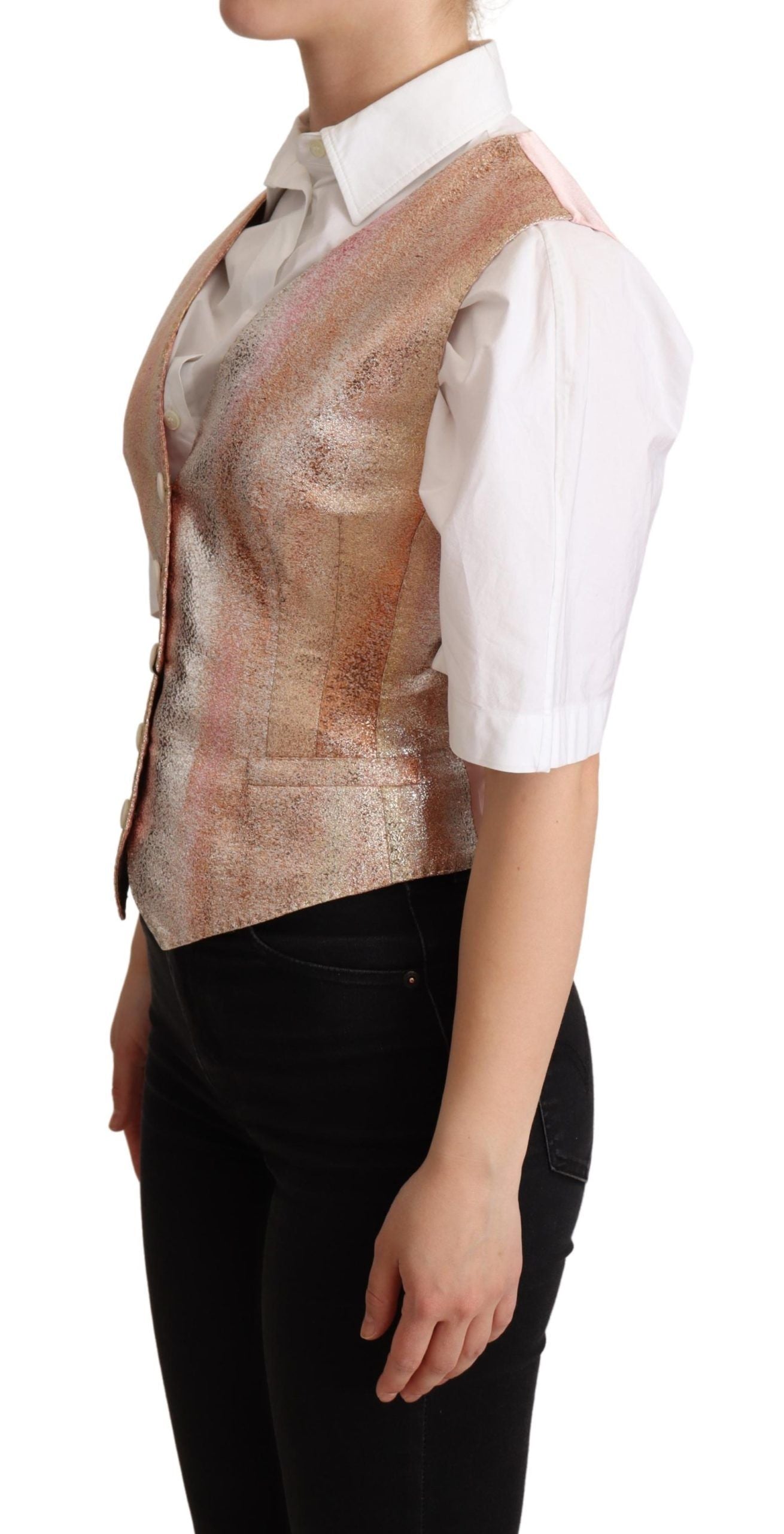  - Elegant Pink Metallic Sheen Waistcoat