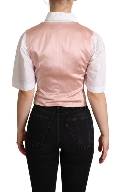  - Elegant Pink Metallic Sheen Waistcoat