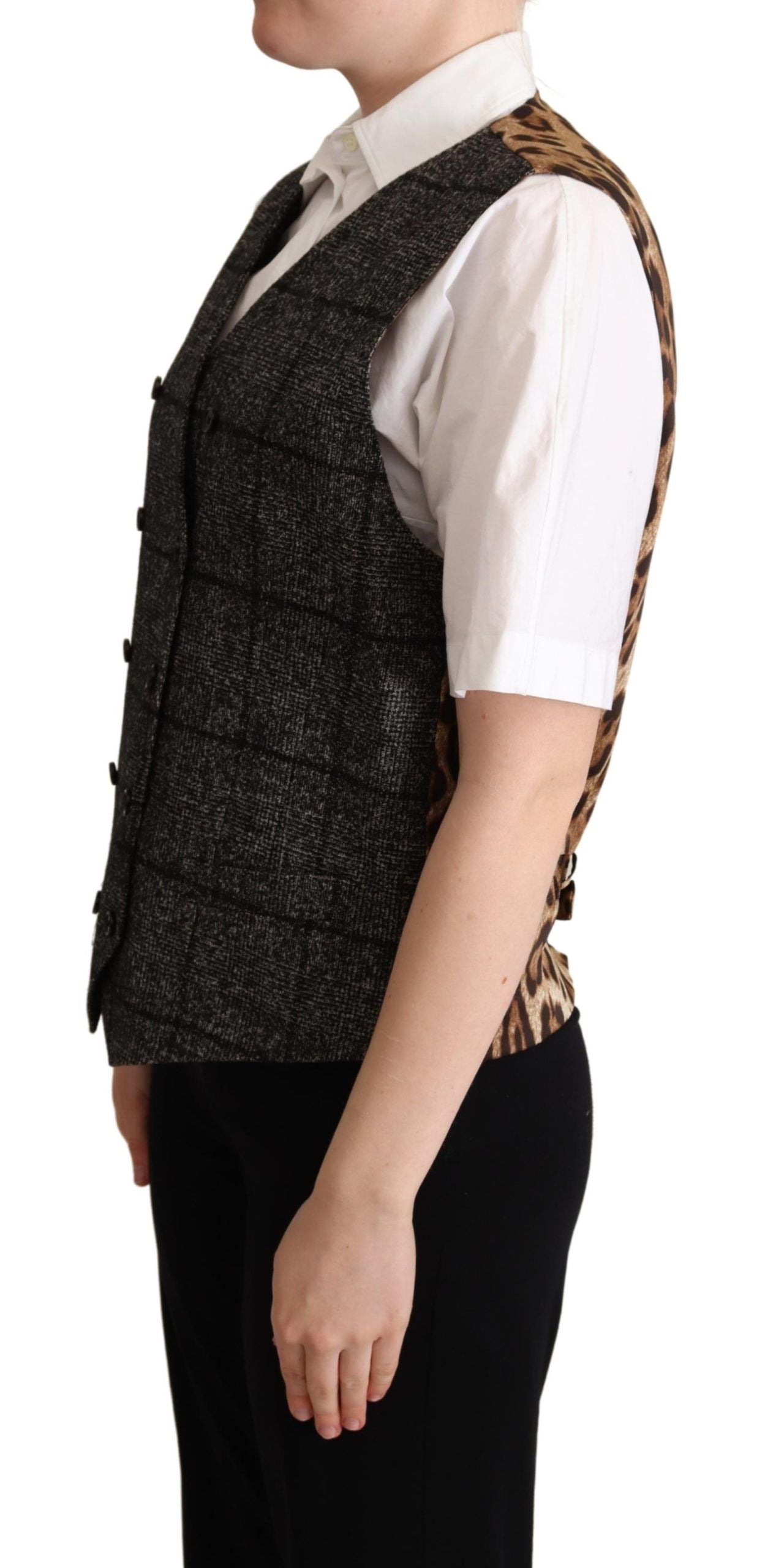  - Elegant Leopard Print Sleeveless Vest