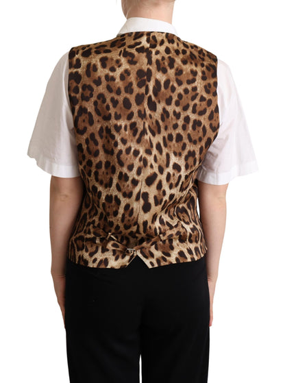  - Elegant Leopard Print Sleeveless Vest