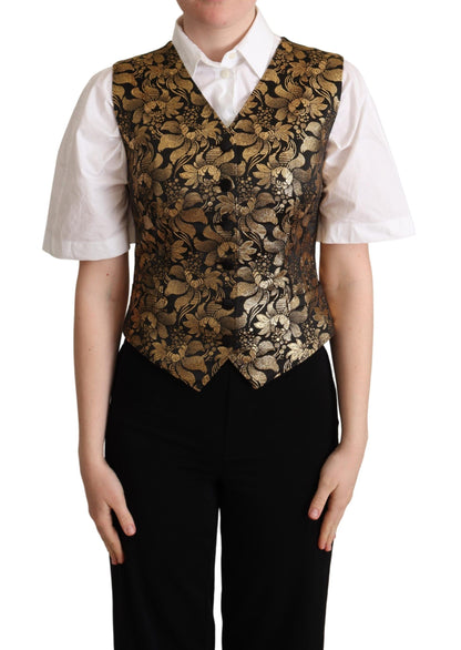  - Elegant Black Jacquard Waistcoat