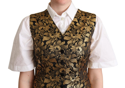  - Elegant Black Jacquard Waistcoat