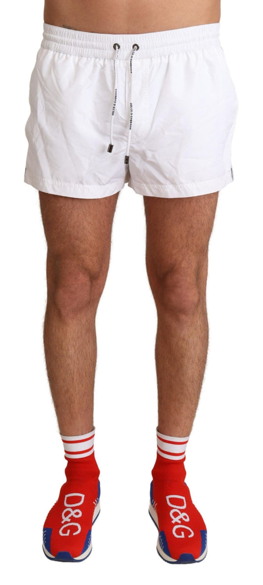  - Elegant White KING Motive Swim Trunks