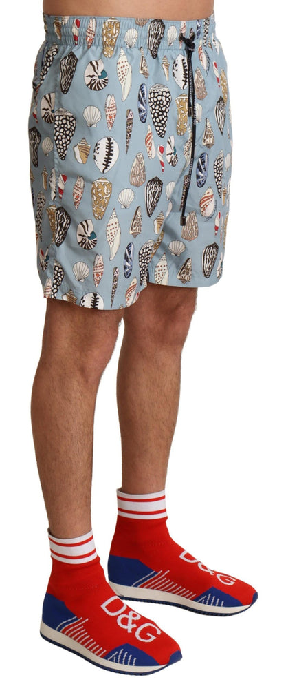  - Elegant Seashell Print Swim Trunks