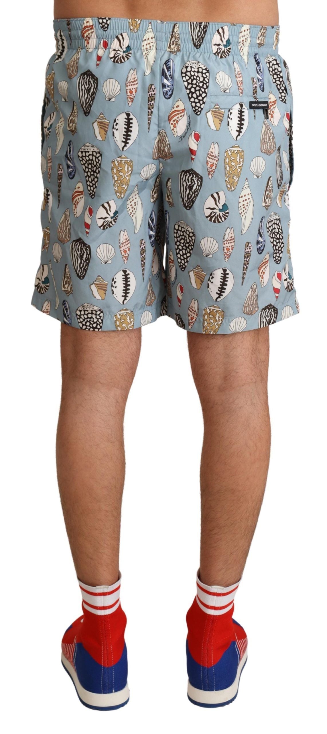  - Elegant Seashell Print Swim Trunks