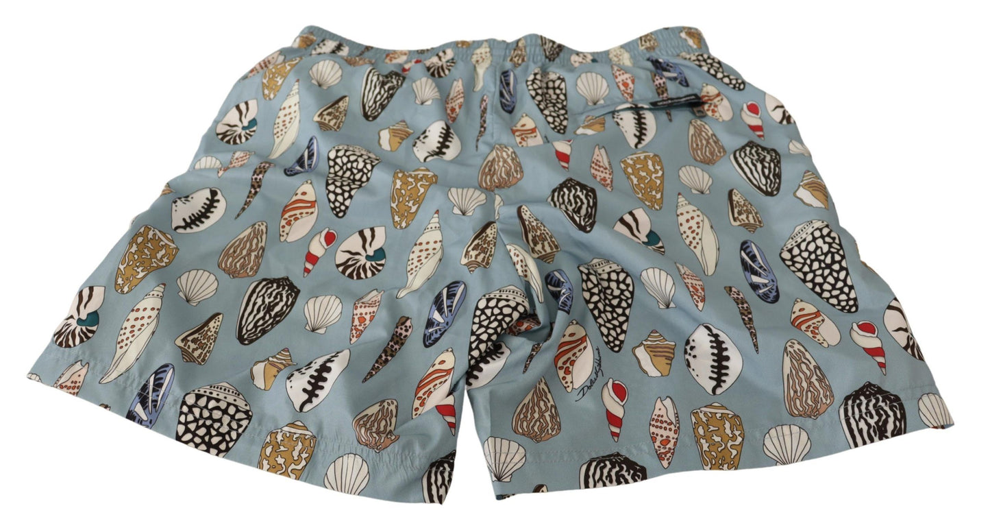  - Elegant Seashell Print Swim Trunks