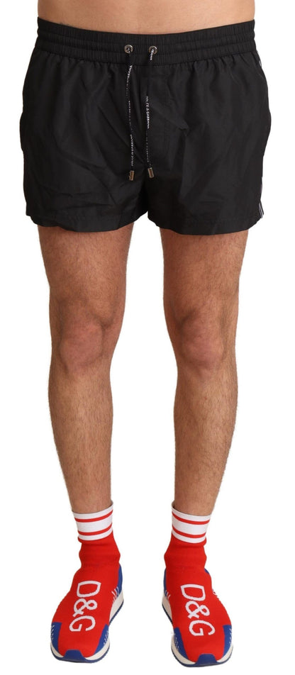  - Elegant Black KING Motive Swim Trunks