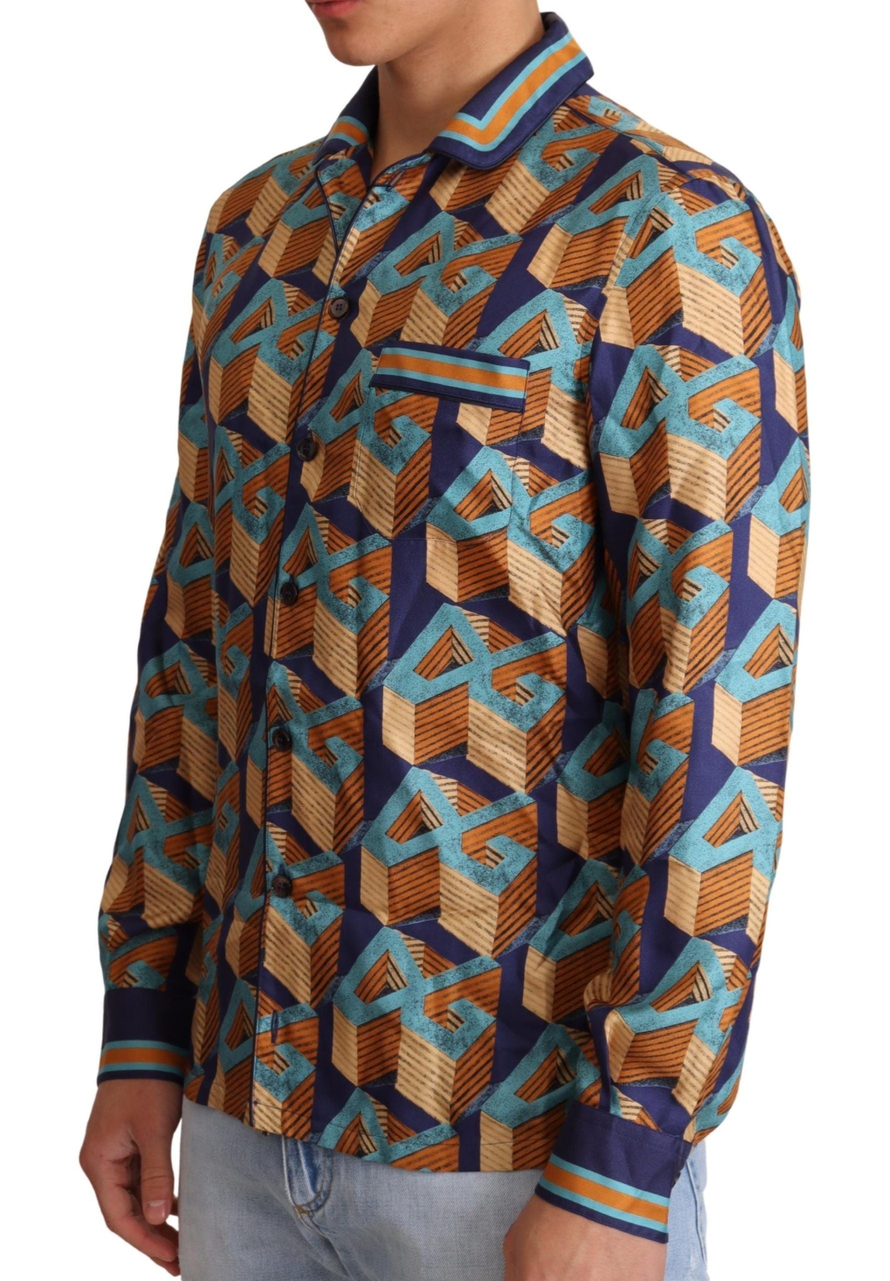Elegant Silk Casual Shirt with DG Logo by Dolce & Gabbana