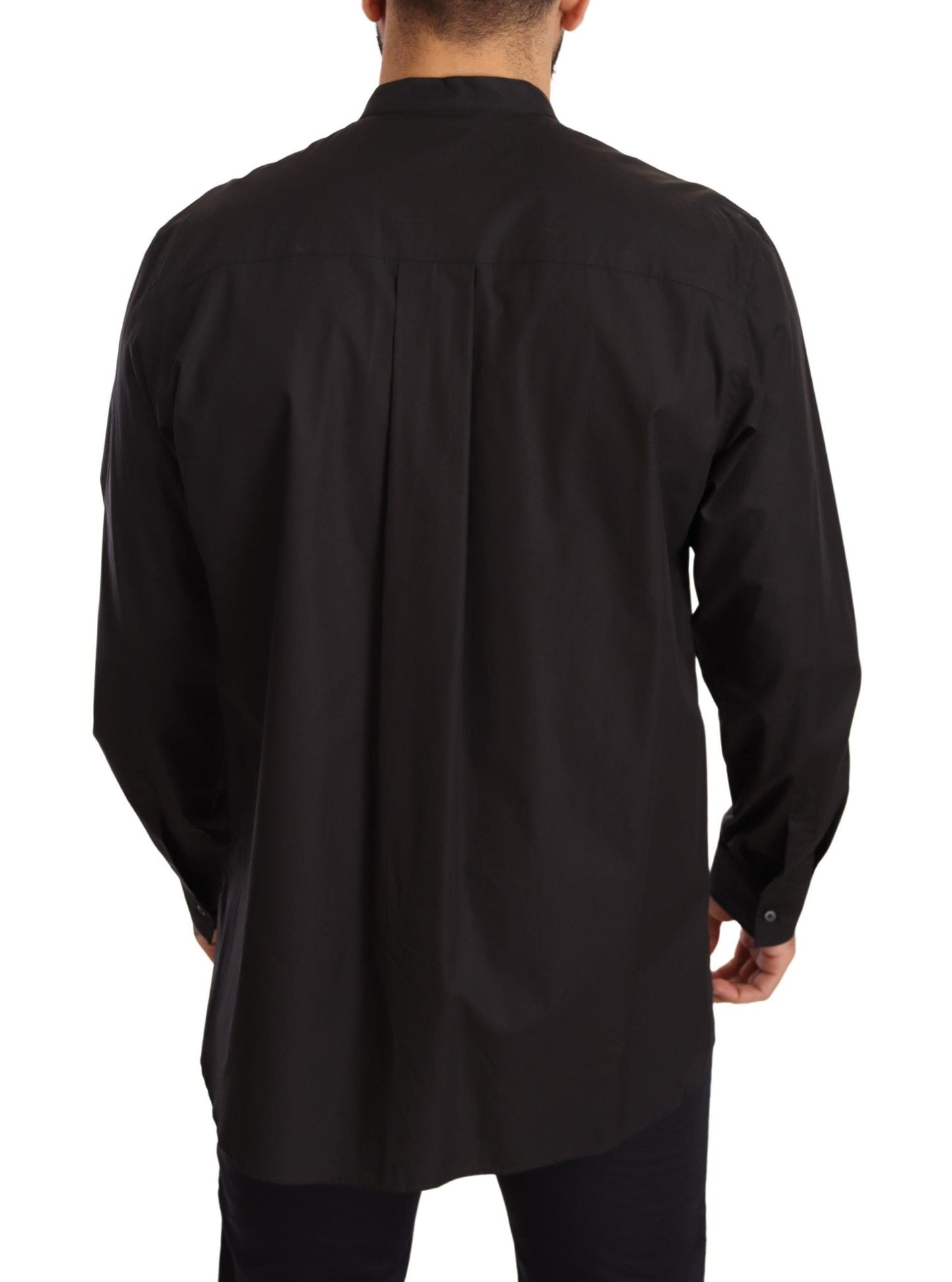  - Elegant Black 100% Cotton Men's Shirt
