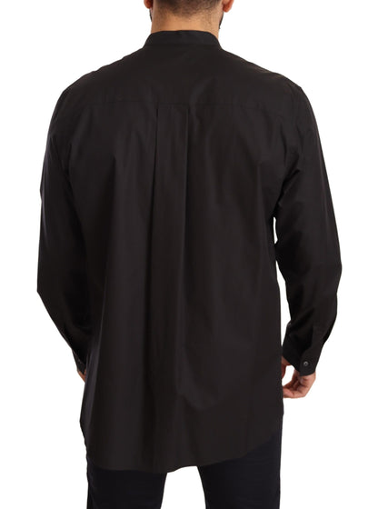  - Elegant Black 100% Cotton Men's Shirt