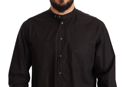  - Elegant Black 100% Cotton Men's Shirt