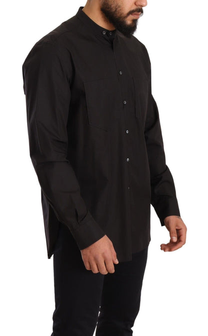  - Elegant Black 100% Cotton Men's Shirt