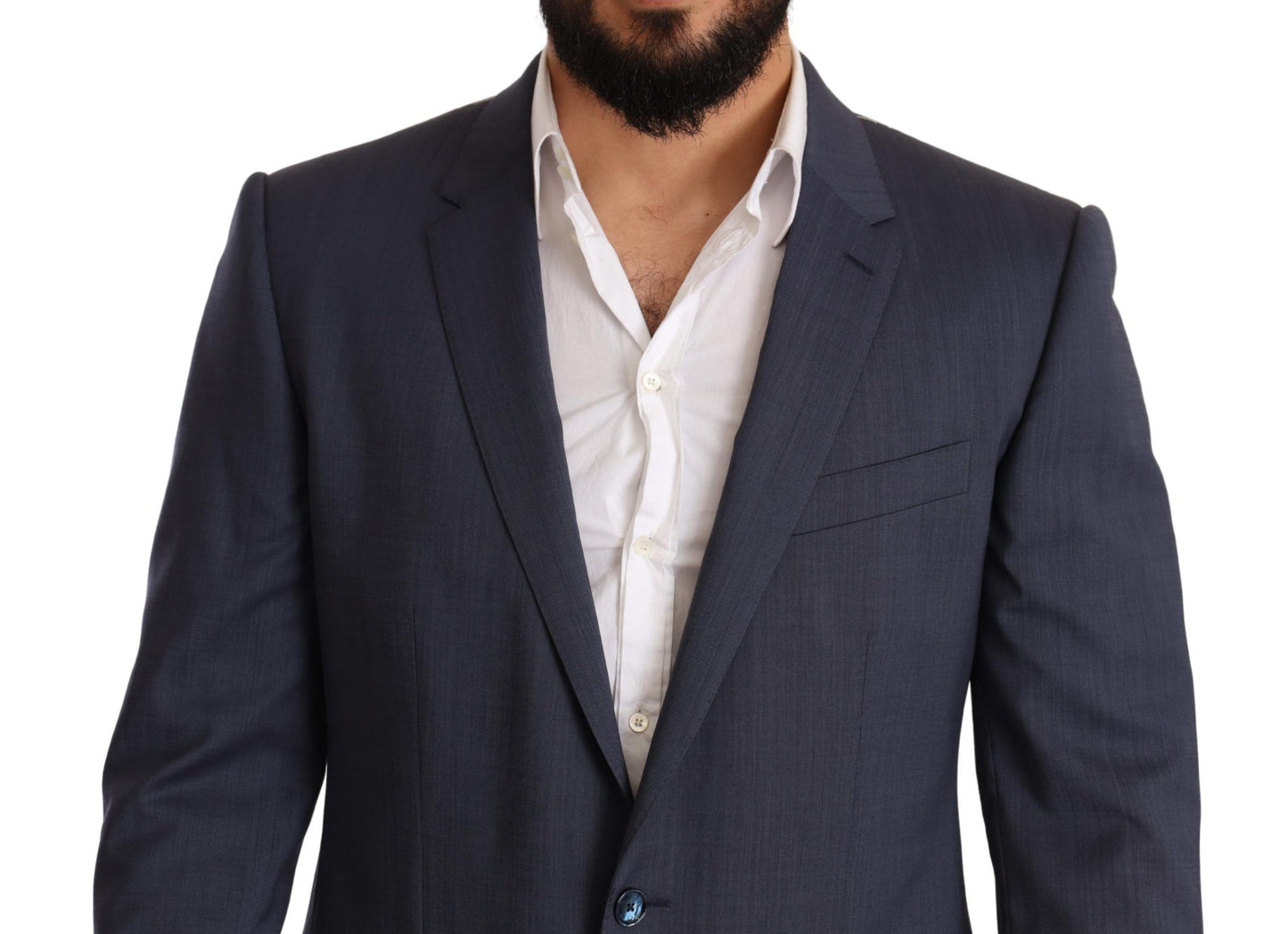  - Elegant Blue Wool Martini Blazer Jacket